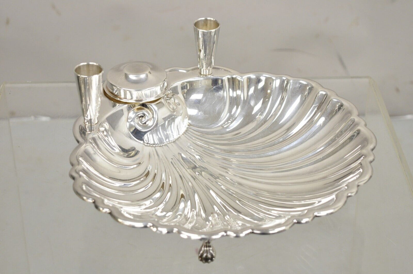 Black Starr & Frost Silver Plated Clam Shell Seafood Cocktail Serving Platter