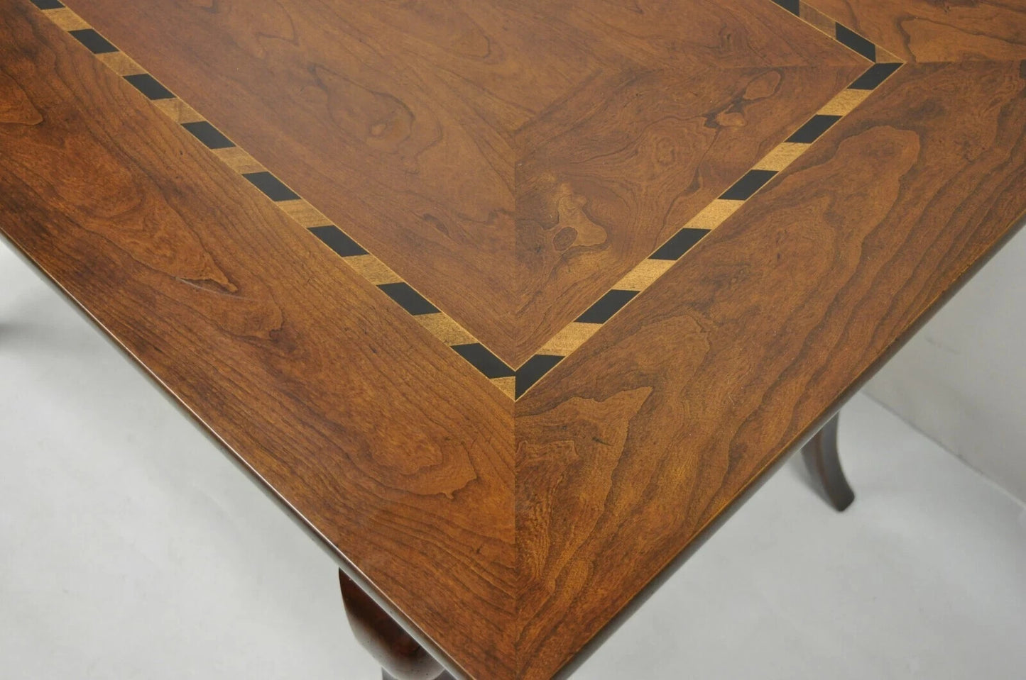 Vintage Baker French Provincial Cherry Wood Inlaid Console Table Writing Desk