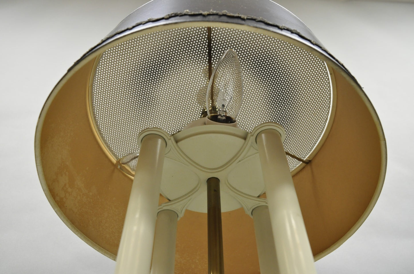 Vintage French Empire Style Brass Candlestick Bouillotte Desk Table Lamp