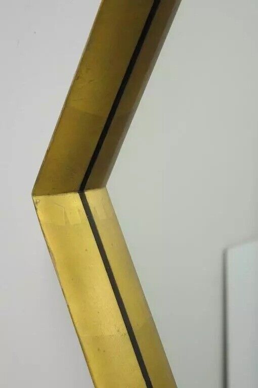 Hollywood Regency Diamond Shaped Deep Wood Frame Gold Leaf Wall Mirrors - Pair