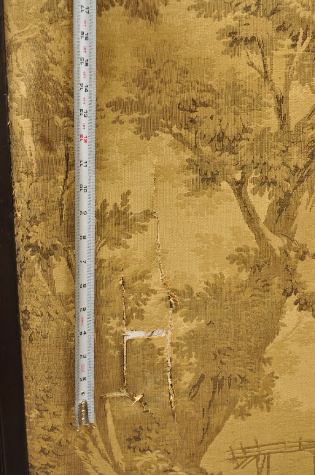 Antique Victorian French Tapestry Mahogany Frame 3 Panel Screen Room Divider