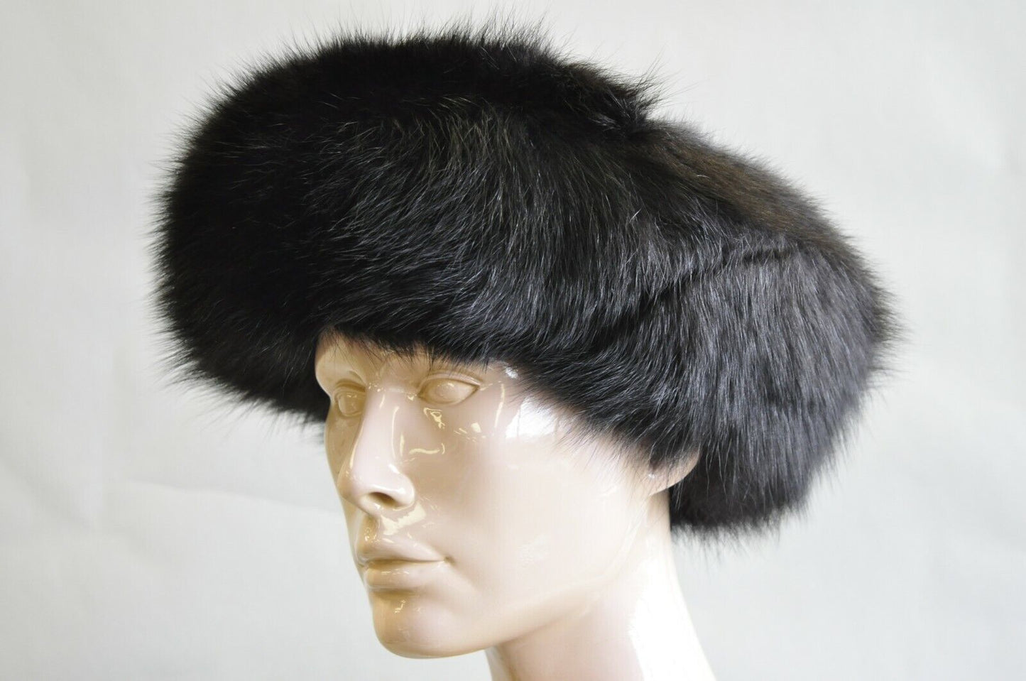 Vintage Boutique Kate's Canada Black Leather Snakeskin Mink Fur Church Derby Hat
