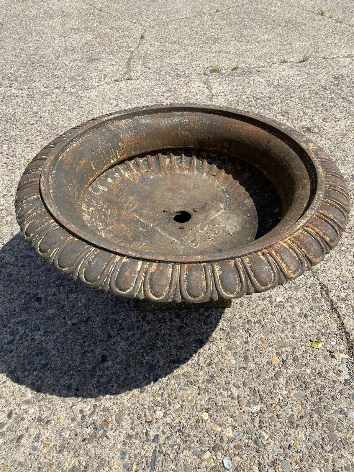 Cast Iron Low and Wide 38" Round French Classic Style Outdoor Garden Urn Planter