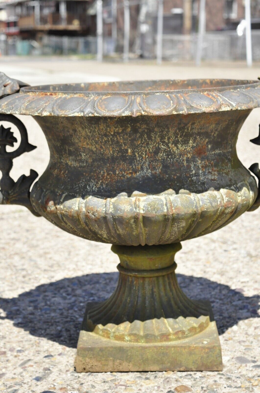 Cast Iron Victorian Style Vrn Form Garden Planters with Handles - a pair