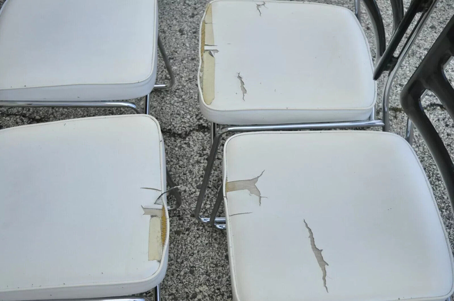 Vintage Mid Century Modern Smoked Lucite Chrome Frame Dining Chairs - Set of 6