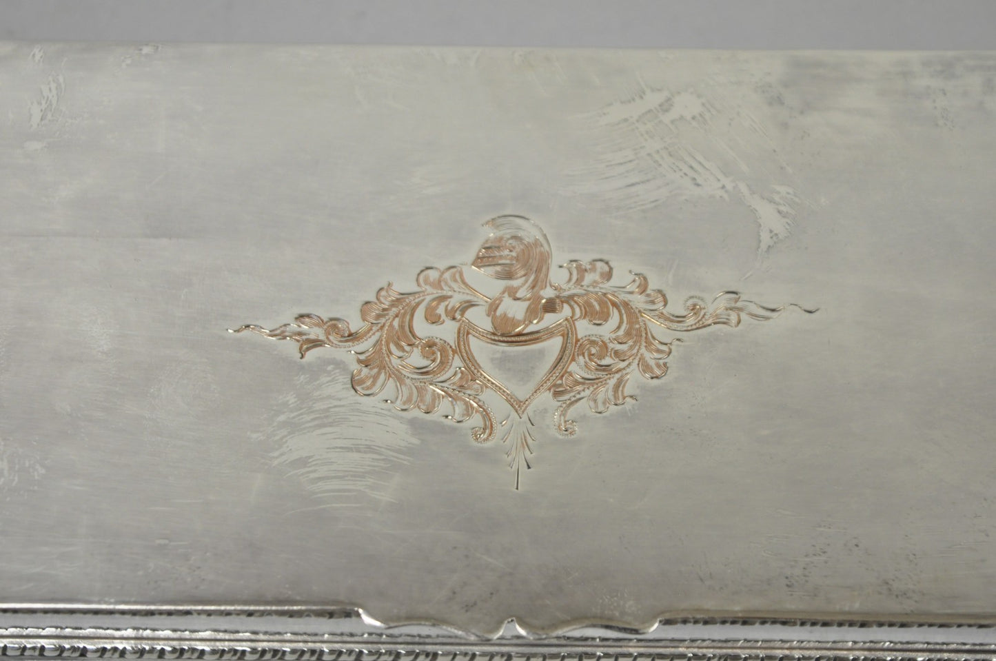 Vintage English Regency Silver Plated Narrow Vanity Dresser Jewelry Box - a Pair