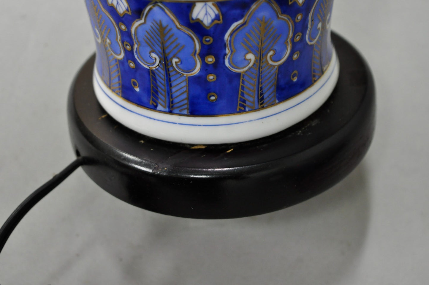 Vintage Chinoiserie Blue White Porcelain Bird & Plum Blossom Table Lamp - a Pair