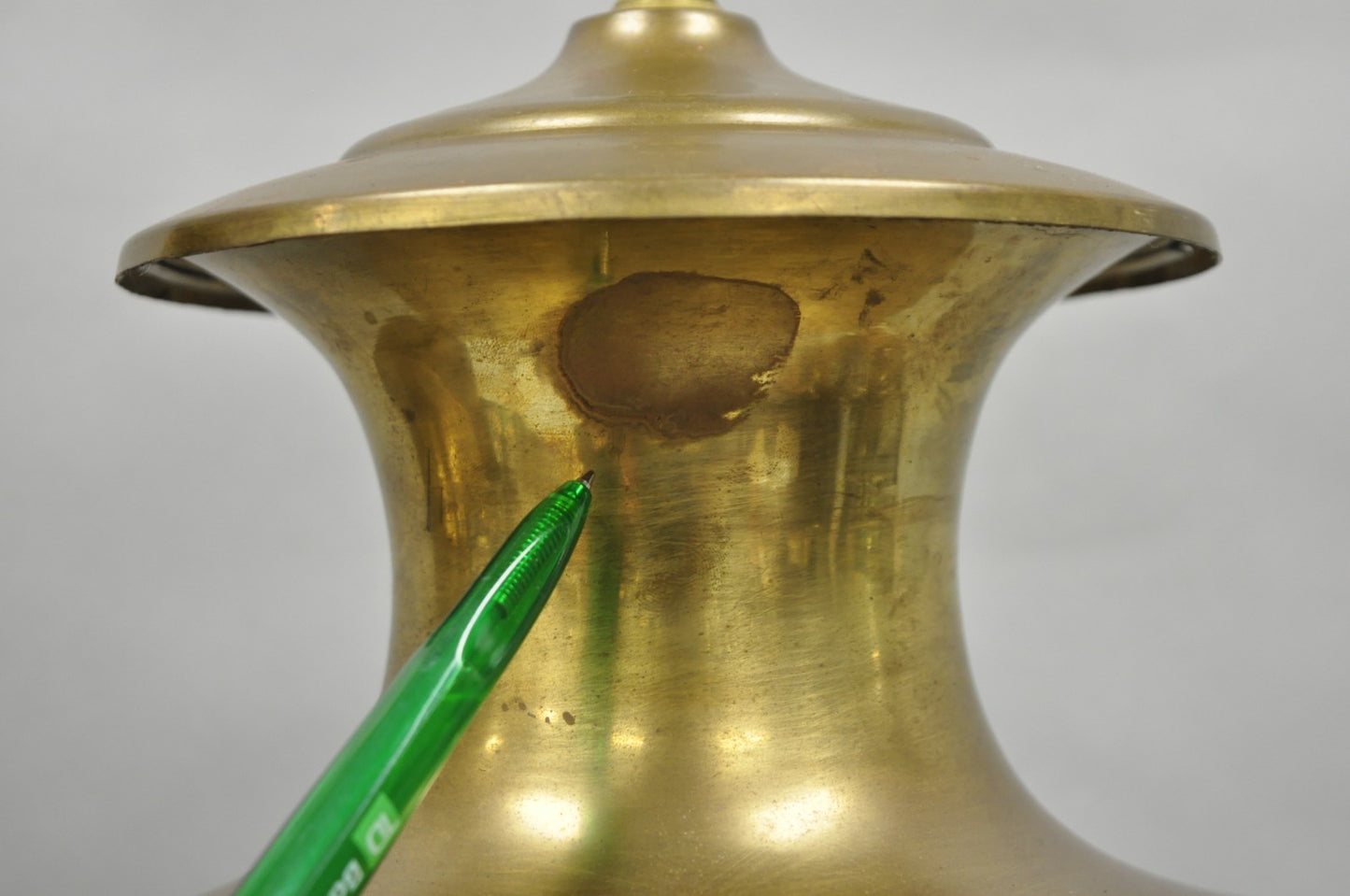 Vintage Hollywood Regency Patinated Brass Jardiniere Urn Table Lamps - a Pair