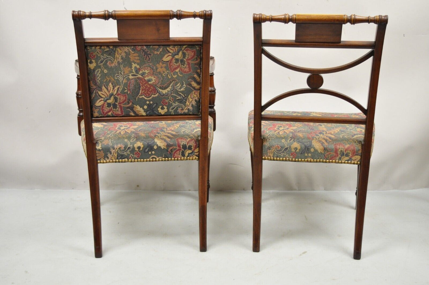 Vintage Mahogany English Sheraton Style Dining Chairs Prince of Wales - Set of 6