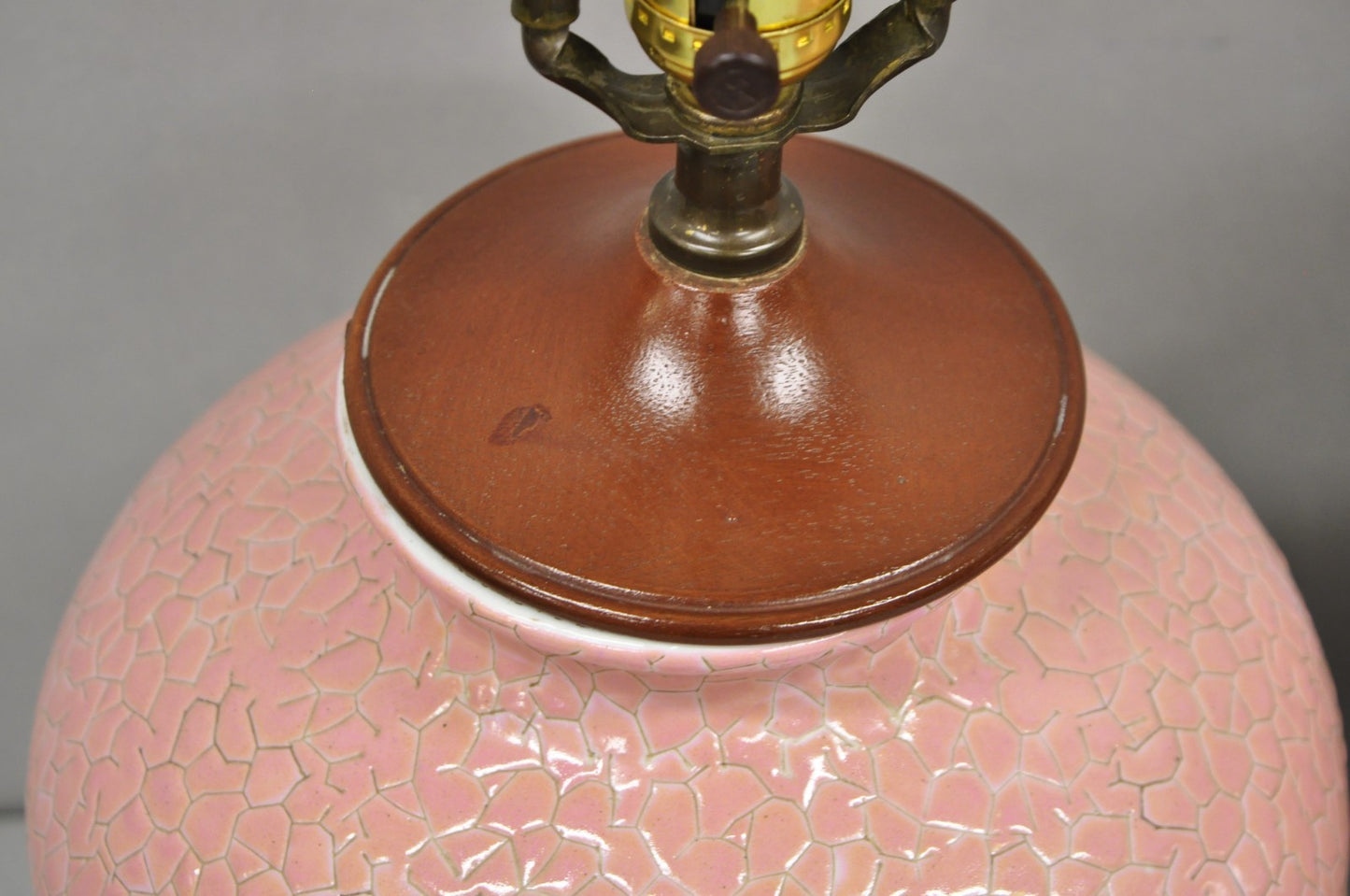 Vintage Chinoiserie Pink Porcelain Chinese Ginger Jar Table Lamps - a Pair