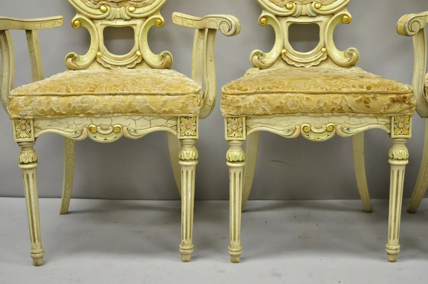 Silik Style Italian Baroque Rococo Dining Room Set by John Turano & Sons - 7 Pcs