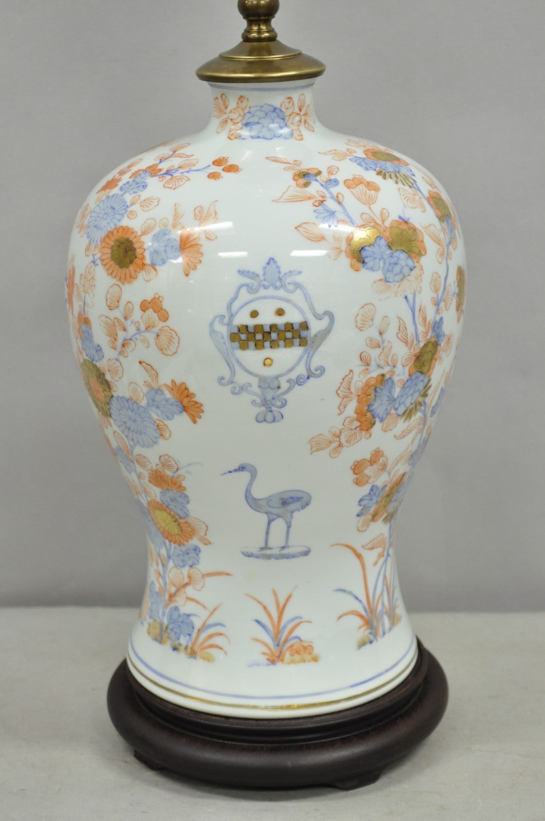 Japanese Imari Vase Oriental Blue Porcelain Armorial Ginger Jar Table Lamp