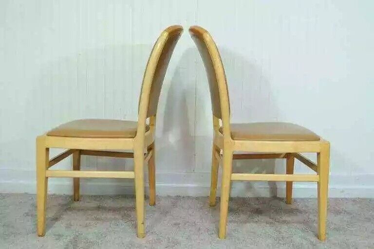 Jack Lenor Larsen Mid-Century Modern Maple and Leather Dining Chairs - Set of 8