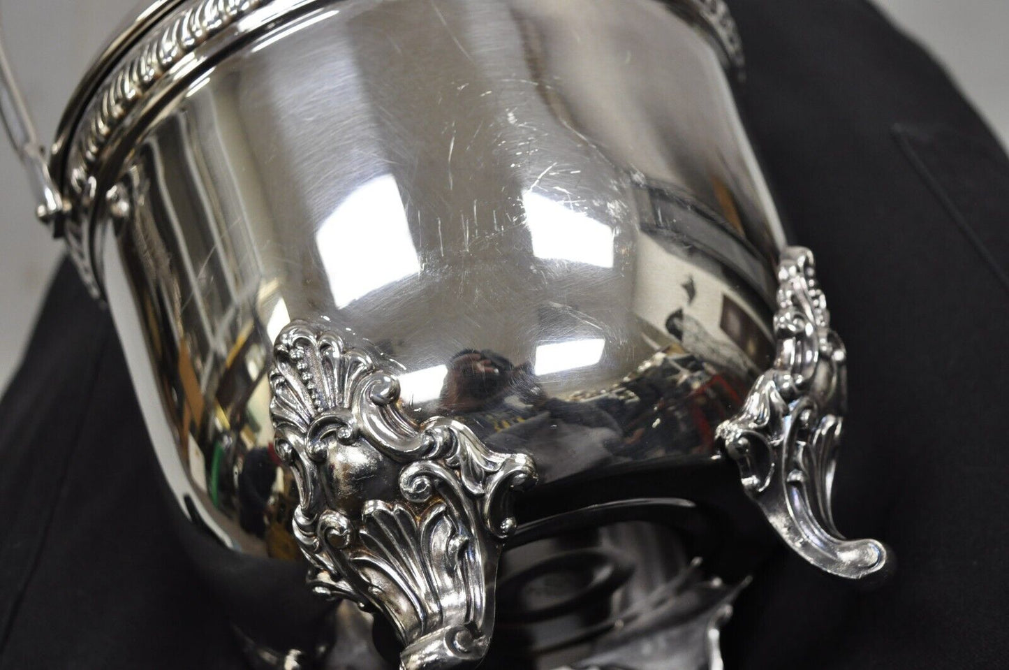 Vintage Victorian Style Reticulated Handle Silver Plated Ice Bucket by Bristol