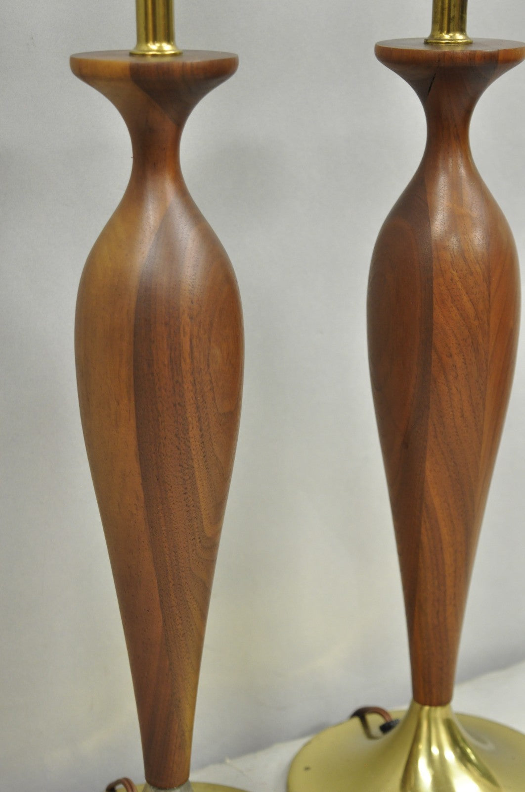 Vintage Mid Century Modern Tony Paul for Westwood Walnut Table Lamps - a Pair