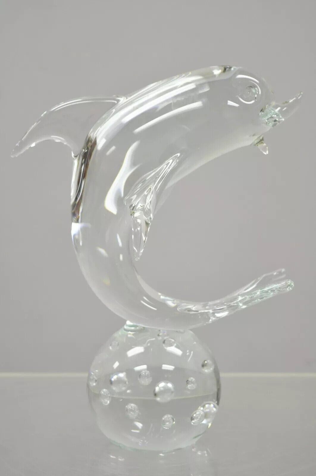 Royal Gallery Italian Crystal Glass 12" Dolphin Fish Sculpture Murano Style