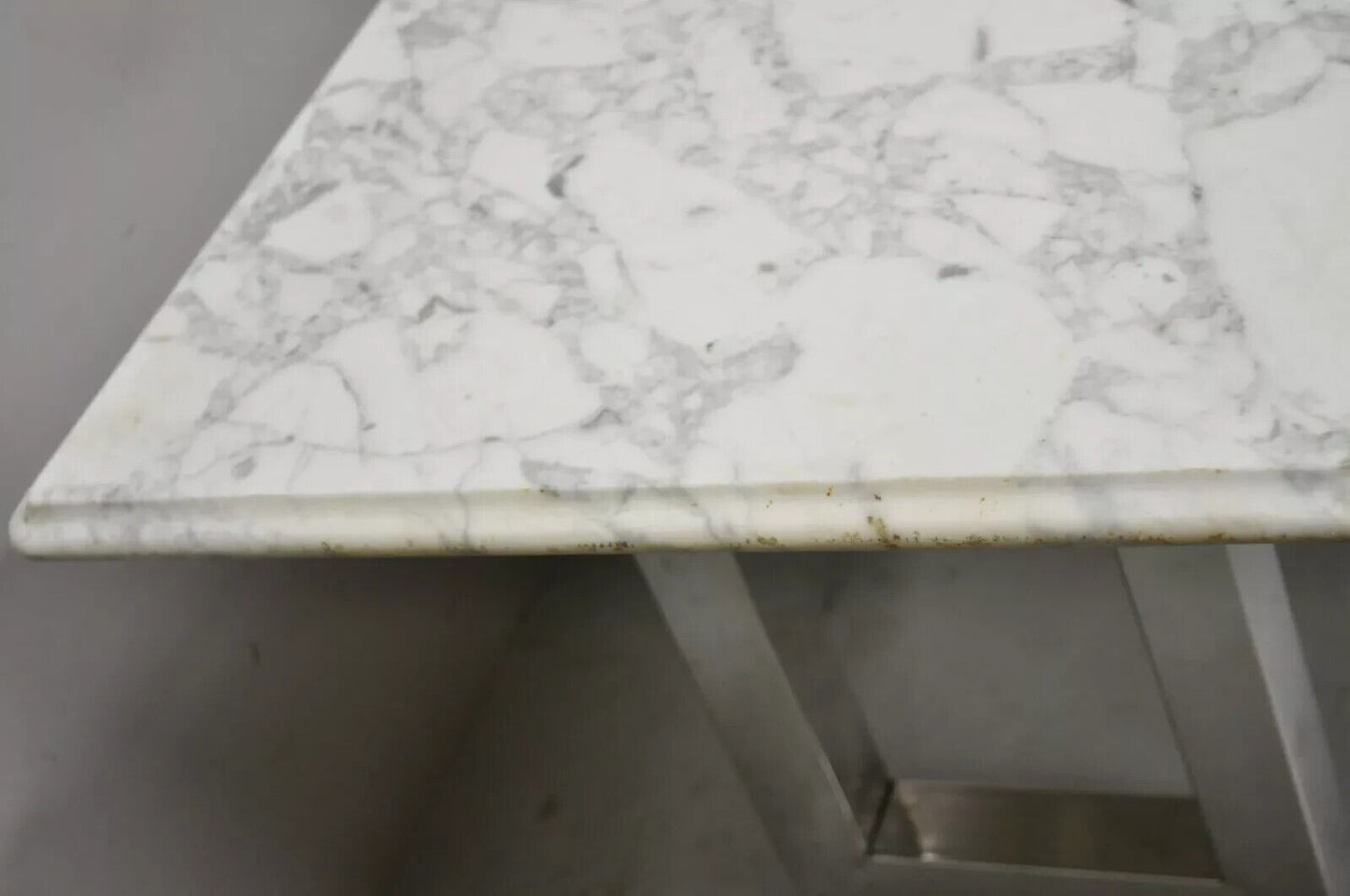Modern Italian Marble Chrome Double Pedestal Base Rectangular Coffee Table