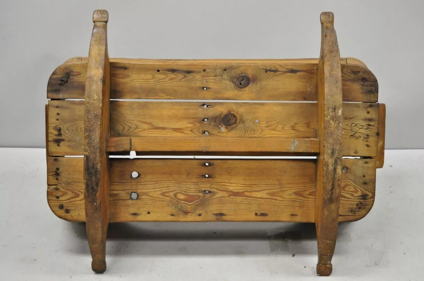 Antique 19th Century Primitive Colonial Carved Wood Baby Rocking Doll Cradle