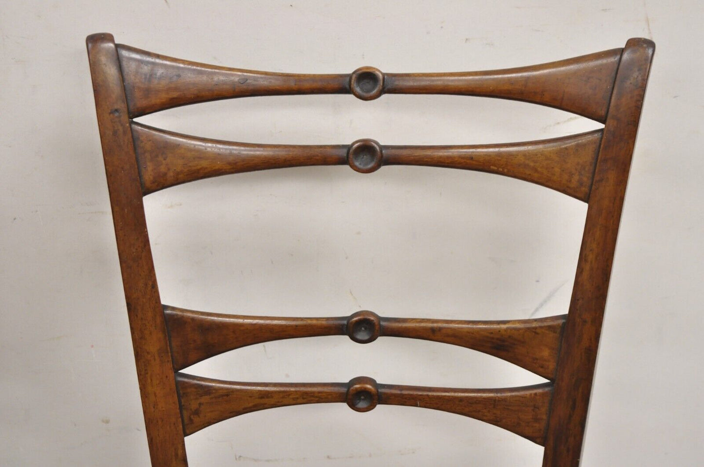 Antique Italian Biedermeier Arts & Crafts Walnut Bowtie Chiavari Side Chair Pair