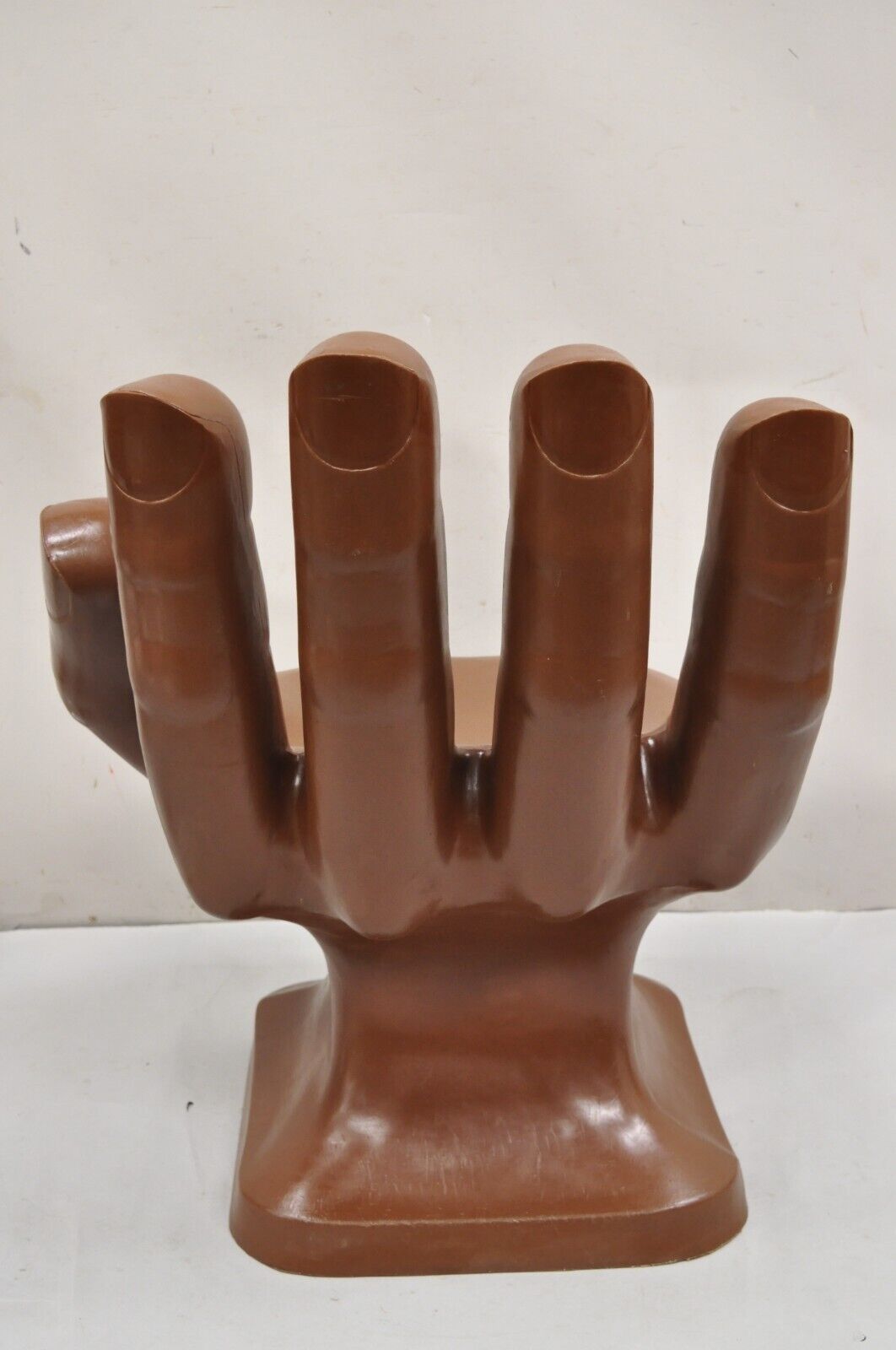 Vintage Mid Century Modern 1980s Brown Molded Plastic Hand Chair