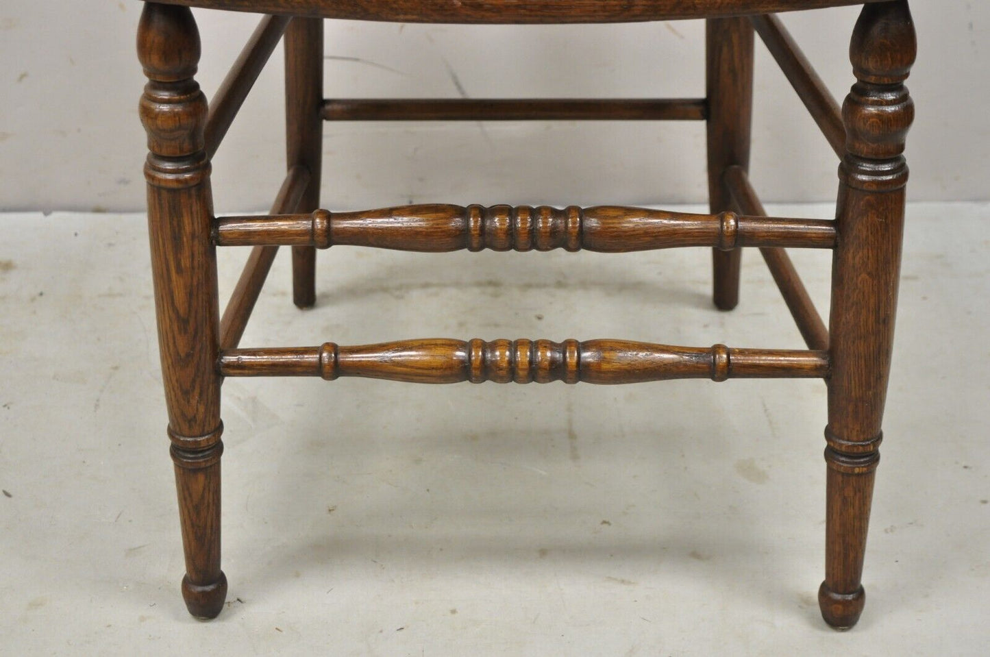 Antique Oak Wood Bowed Windsor Dining Side Chair by Northwestern Mfg.