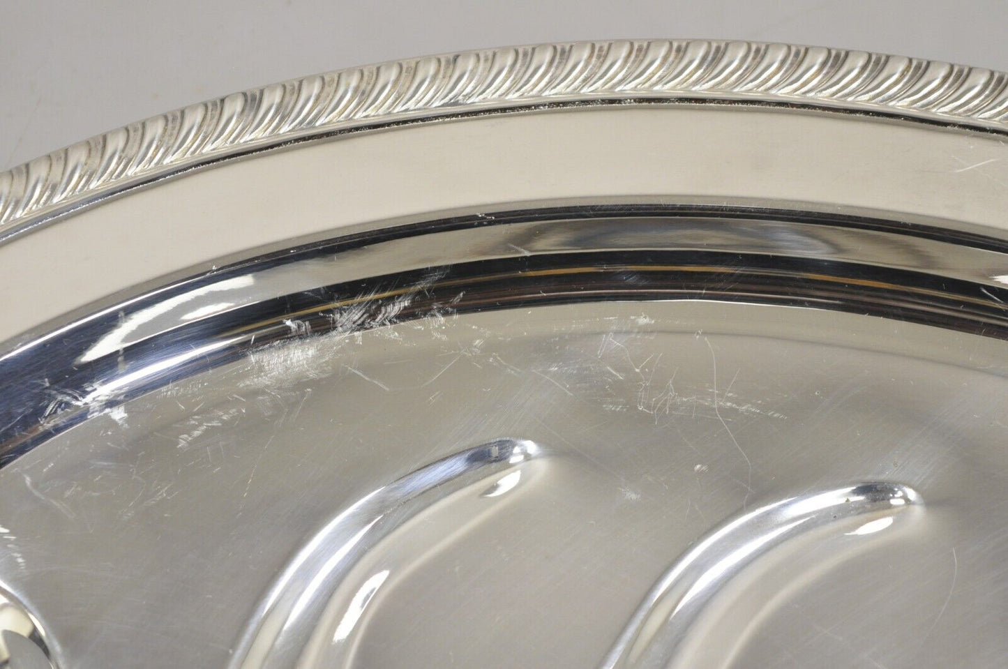 Vintage Victorian Style Silver Plated Meat Cutlery Oval Silver Platter Tray