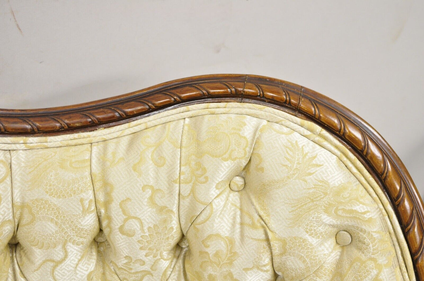 Antique French Louis XV Style Carved Walnut Serpentine Settee Sofa Loveseat