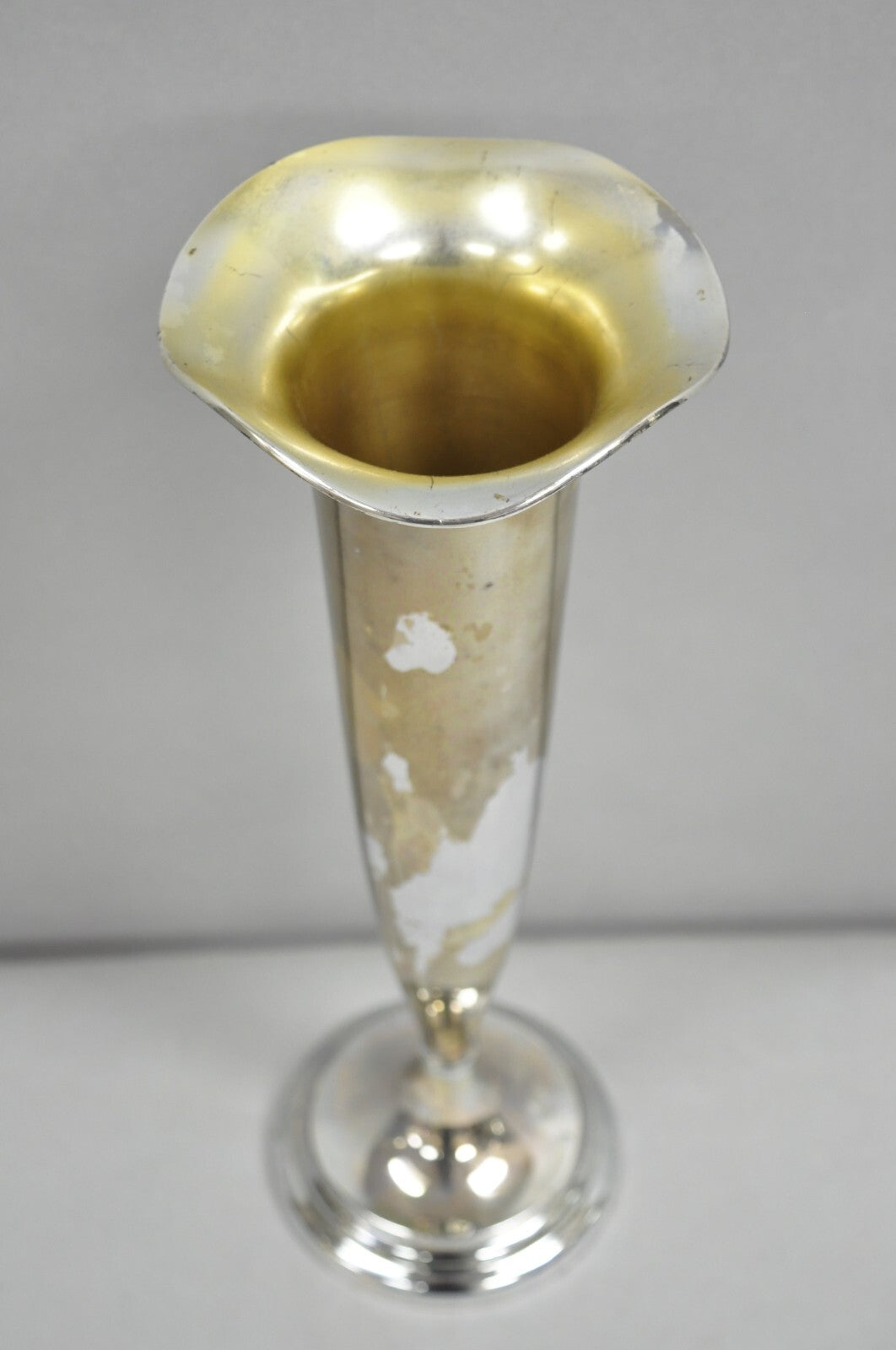 Vintage Federal Silver Co Art Nouveau Silver Plated 15" Fluted Trumpet Vase