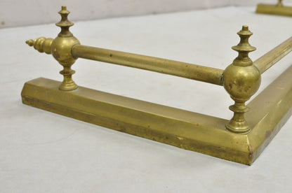 Antique Victorian Brass Finial and Cast Iron 48" Fireplace Fender Surround