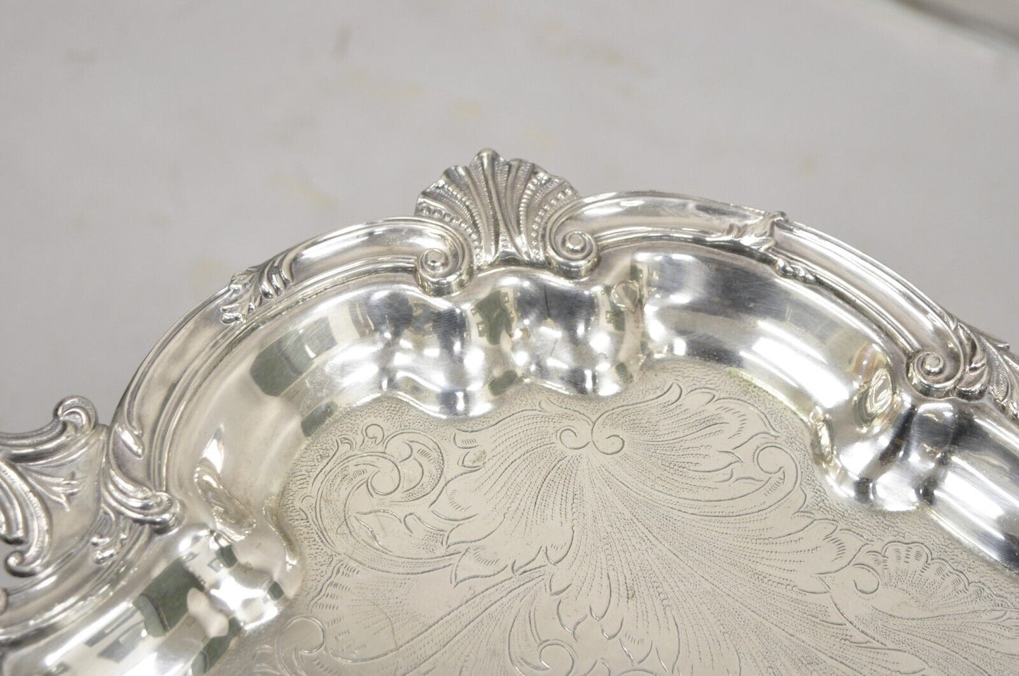 Vintage SBEP Victorian Baroque Style Silver Plated Serving Platter Tray