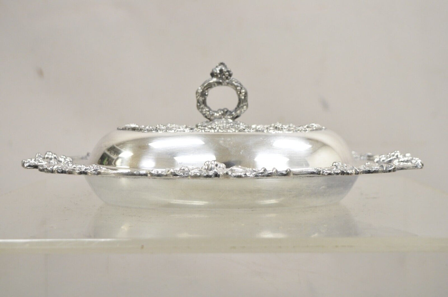 Vintage Victorian Silver Plated Oval Covered Vegetable Dish Serving Platter