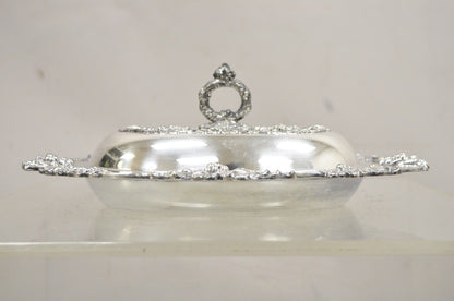 Vintage Victorian Silver Plated Oval Covered Vegetable Dish Serving Platter