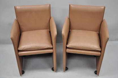 Mario Bellini for Cassina 401 Break Armchair Copper Leather Dining Chair - Set 6