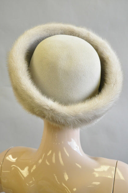 Vintage Flemington Furs Dove Gray Mink Fur Wool Felt Women's Winter Church Hat