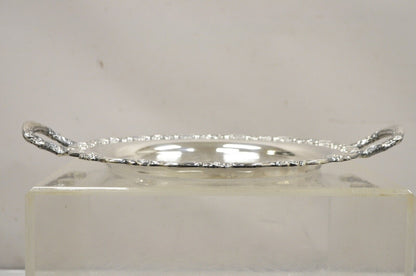 Vtg Oneida Victorian Style Round Silver Plated Serving Platter Tray w handles