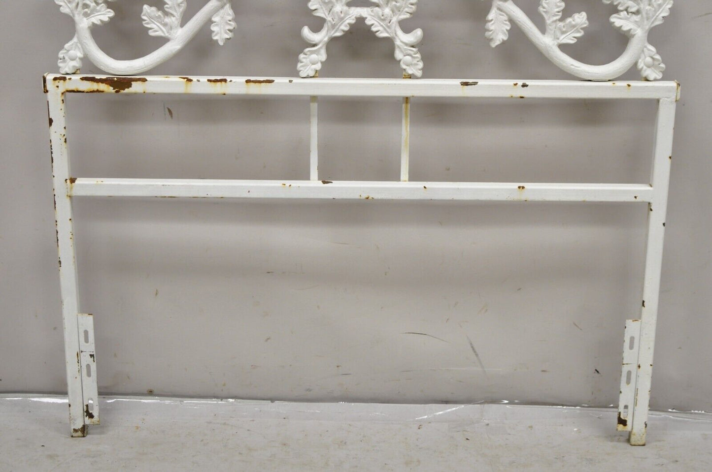 Vintage French Rococo Style Crown Branch & Leaf Twin Single Cast Iron Headboard