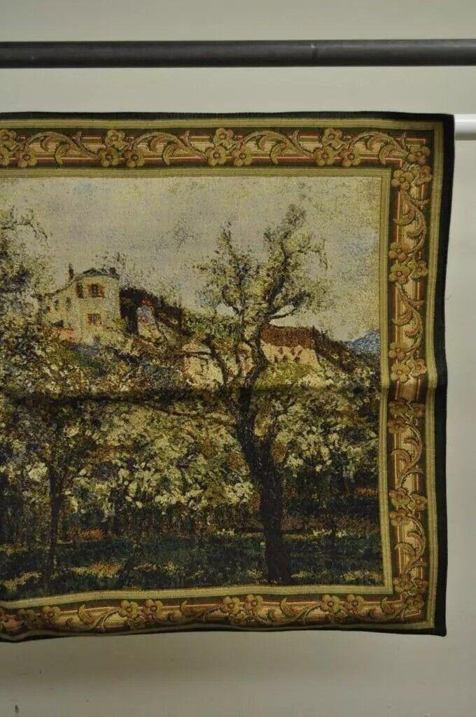 44" x 29" French Wall Hanging Tapestry Jacquard Impressionist Landscape Pissarro