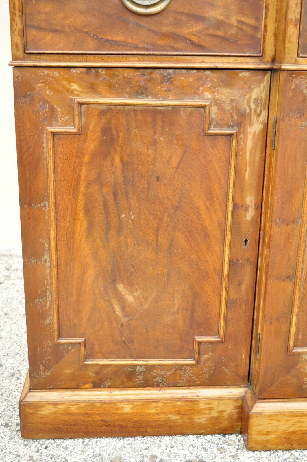 Beacon Hill Georgian Mahogany Broken Arch Breakfront China Cabinet Desk Bookcase