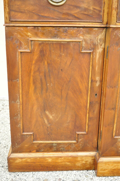 Beacon Hill Georgian Mahogany Broken Arch Breakfront China Cabinet Desk Bookcase