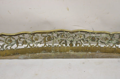 Antique French Renaissance Brass Figural Floral 67" Fireplace Surround Fender