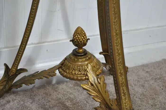 19th C French Neoclassical Bronze Figural Lion Plant Stand Vase Pedestal