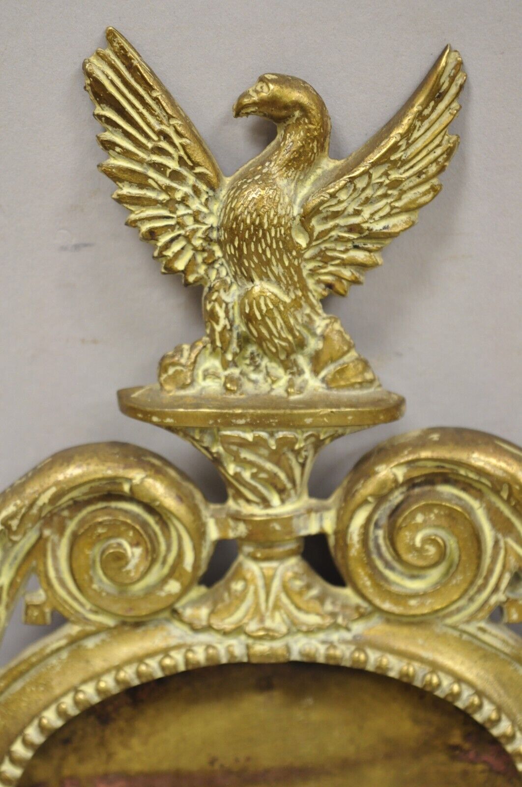 Vintage French Regency Style Cast Brass Bronze Figural Eagle Picture Frame