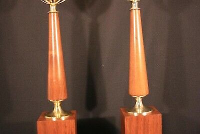 Pair of Vintage Mid Century Modern Lightolier Brass Orb Lamp Gerald Thurston