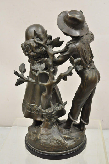 "Enjoue" after Auguste Moreau Bronze Boy and Girl Statue Sculpture