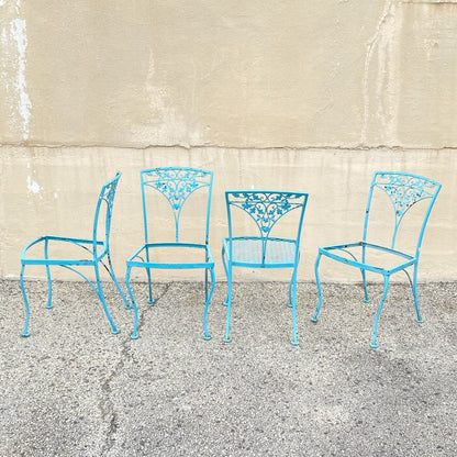 Vintage Woodard Orleans Pattern Wrought Iron Garden Patio Dining Chairs Set of 4