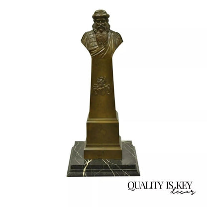 Antique Bronze and Marble 23" Bust of Elizabethan Man by Arthur Konn, c. 1920