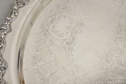 Vintage Sheridan Victorian Floral Repousse Silver Plated Oval Tray - a Pair