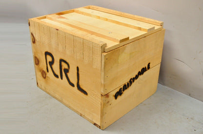 RRL Wooden Sliding Lid Crate Ralph Lauren? Perishable Burn Mark Storage Box