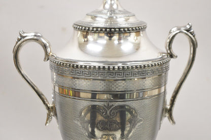 English Regency Silver Plated Urn Twin Handle Coffee Drink Dispenser Samovar