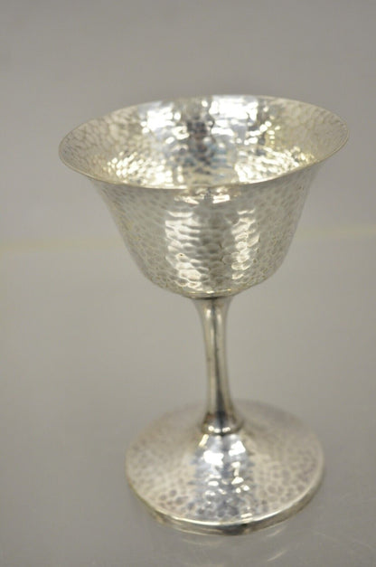 Vintage EGW & S Hammered Silver Plate Wine Goblets Cups - Set of 6